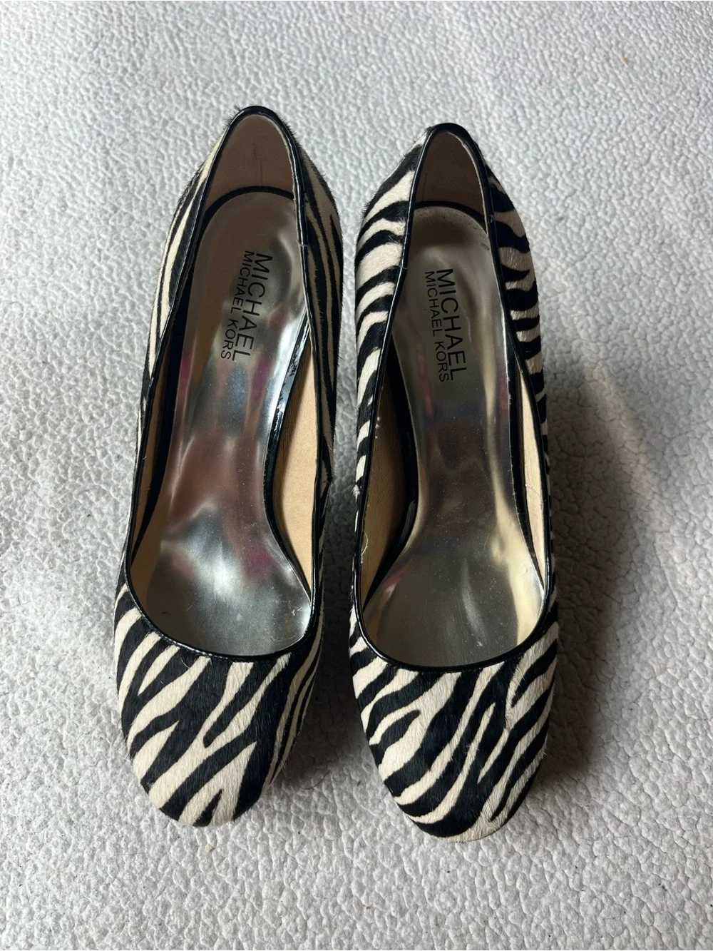 MICHAEL KORS ZEBRA CALF HAIR HEELS WOMENS 7.5